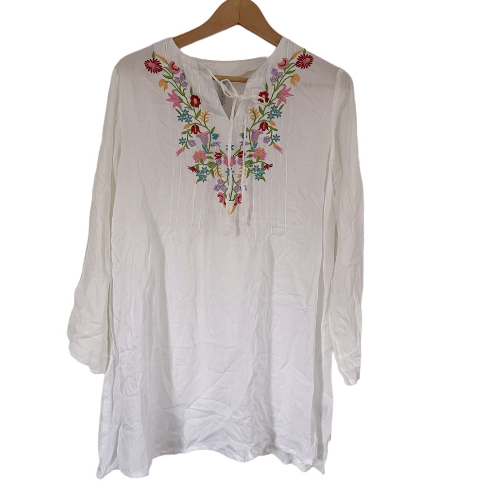 Embroidered White Tunic Shirt